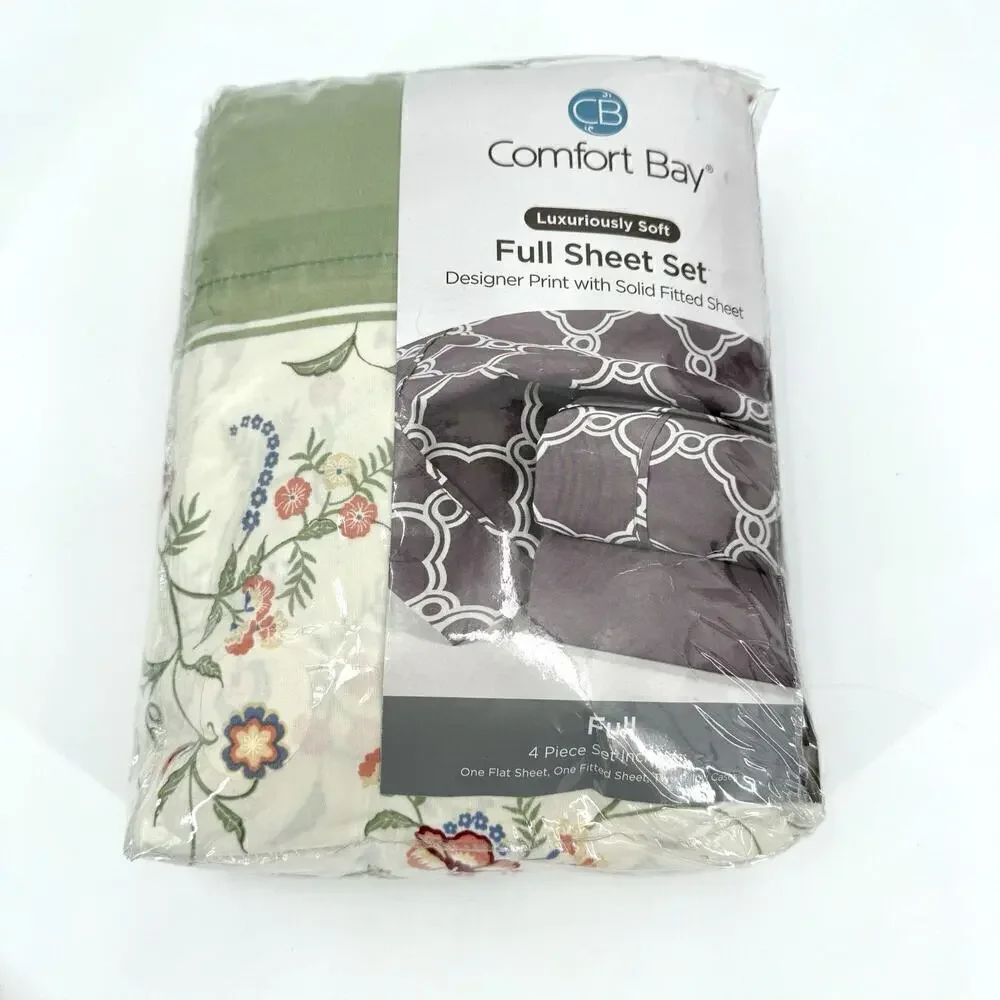 Comfort Bay Luxuriously Soft Full Sheet Set Country Floral Retro Print Polyester